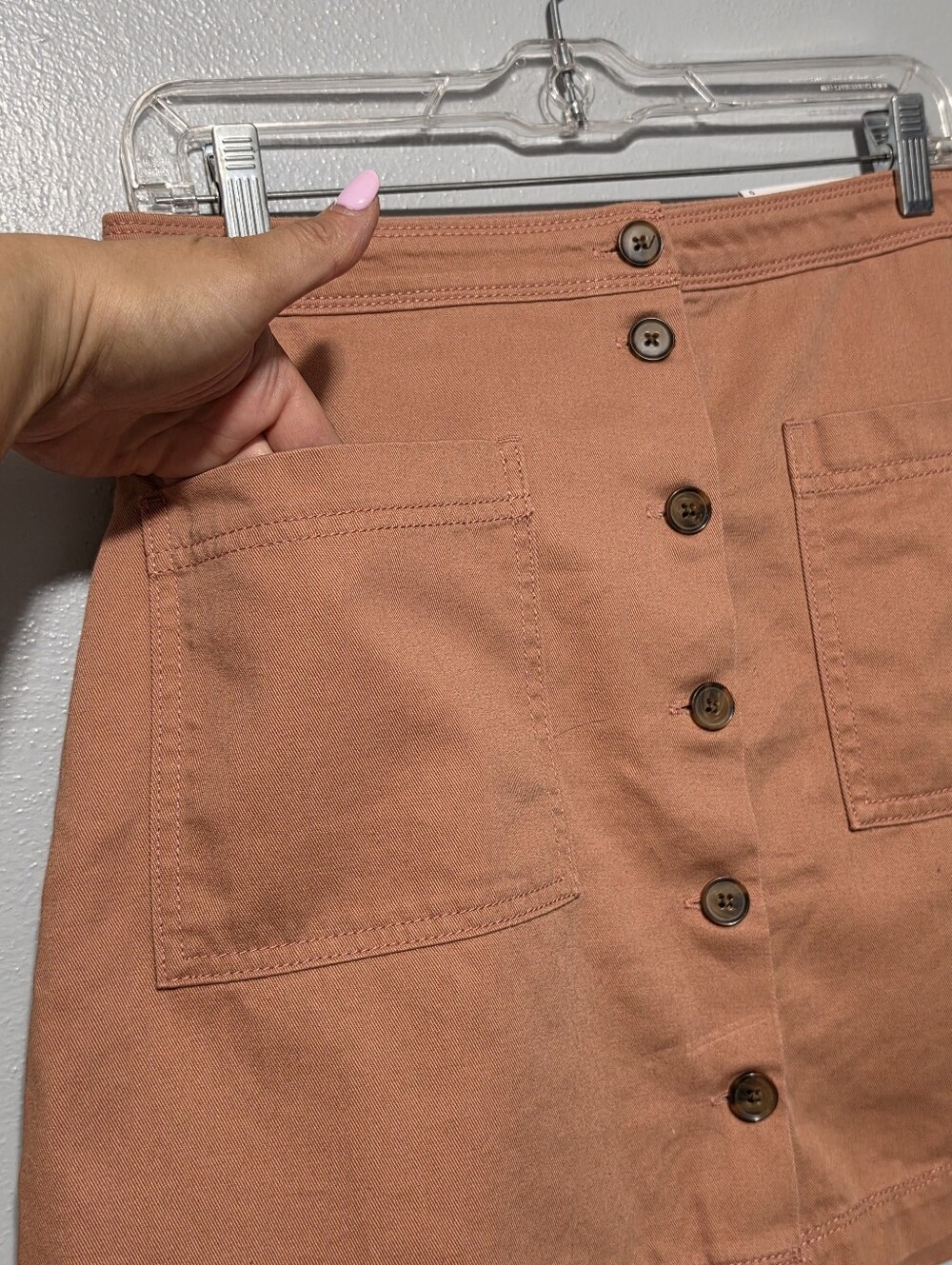 OLD NAVY Mini Skirt Womens Size 6 Tan Brown Button Front Cotton Utility Boho NWT - Picture 3 of 7